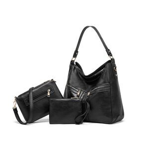 4171 3pcs Soft PU Leather Hobo Shoulder Bag Large Trendy Crossbody Tote Bag